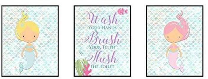 Silly Goose Gifts Adorable Mermaid Children Bathroom Wall Decor