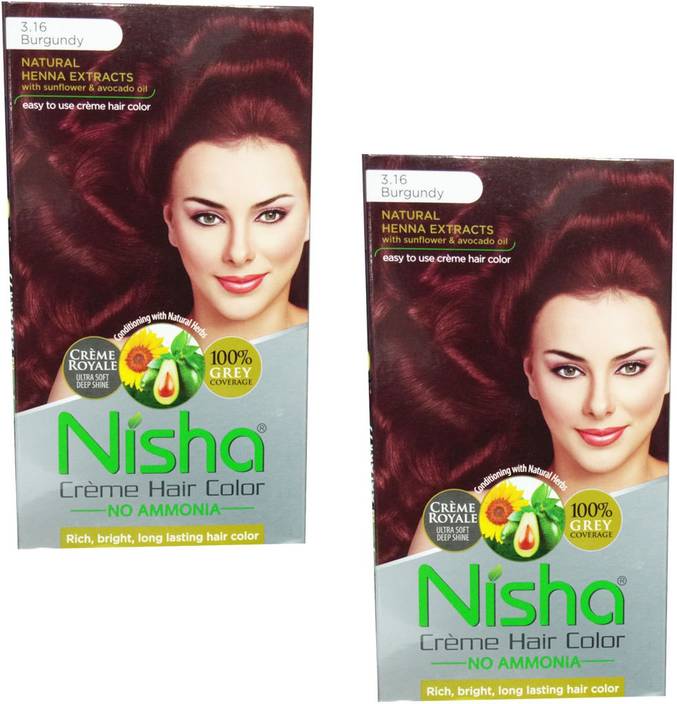 Nisha Cream Hair Color 3 16 Burgundy Pack Of 2 Hair Color