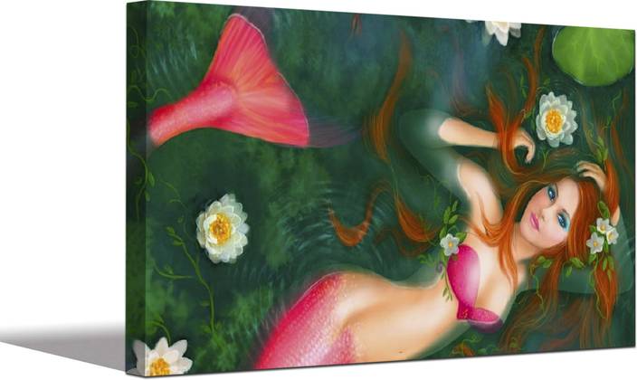 Style Crome Mermaid In Water Canvas Wall Painting For Home Decor