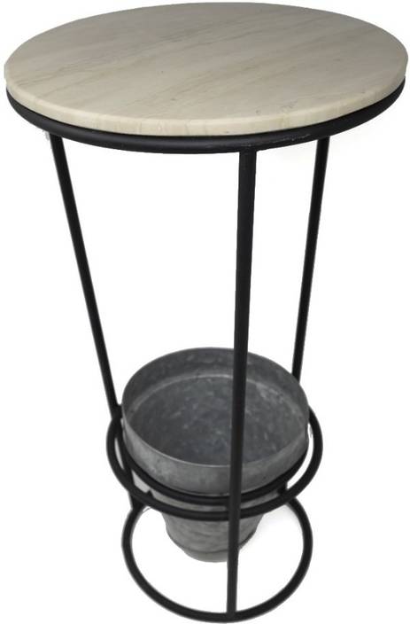 Details Décor Terranean Round Accent Table With Planter Marble