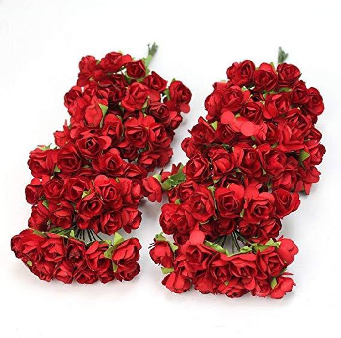 Artfinesse Small Paper Red Rose Flower Handmade For Home Wall