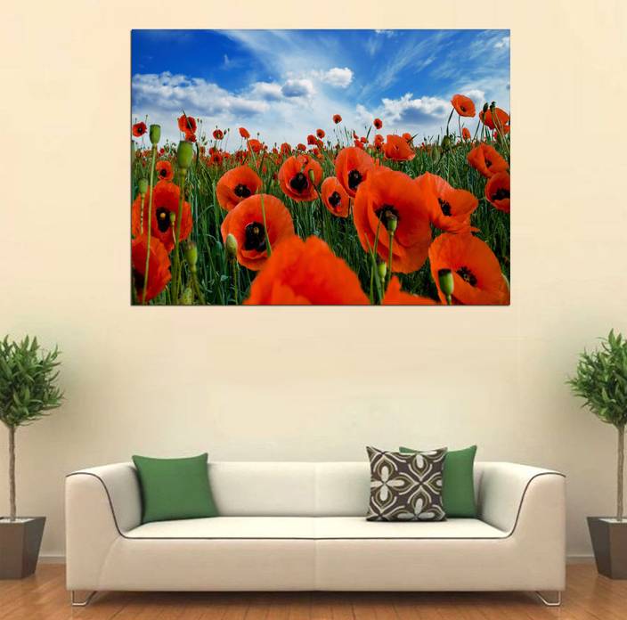 Aart Store Red Flower Canvas Wall Painting For Home Decor Living