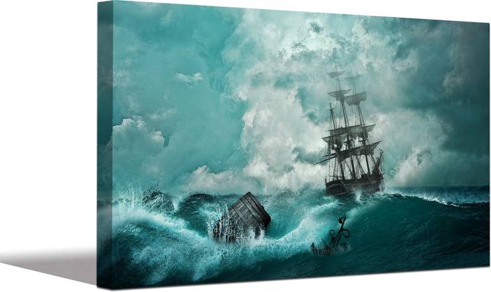 Aart Store Sailing Ship In Sea Storm Landscape Canvas