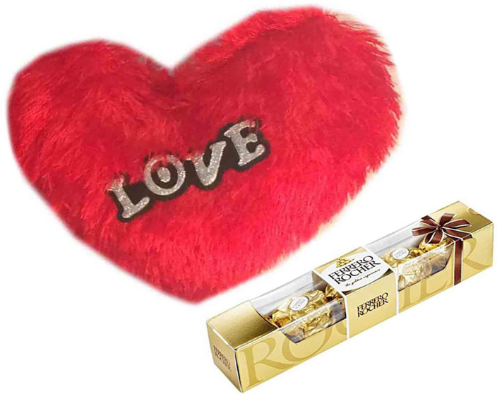 Valentines Day Large Teddy And Heart Box Of Ferrero Rocher Gift Set