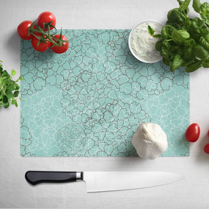 Nish Decorative Glass Chopping Board Floral 071 Tempered Glass