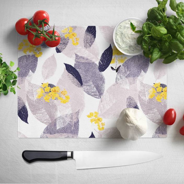 Nish Decorative Glass Chopping Board Floral 045 Tempered Glass
