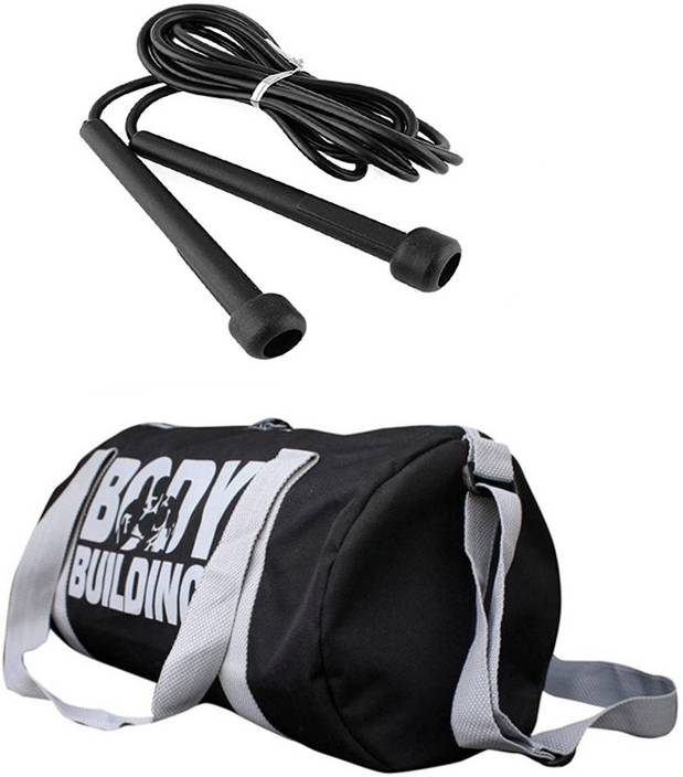 Snipper Combo Of Bodybuilding Black Gym Bag And Skipping