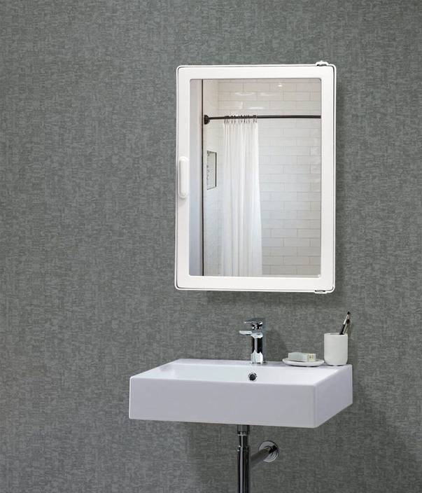 Burhani Marc 4 Shelves Mirror Door Bathroom Cabinet White Acrylic Wall Shelf