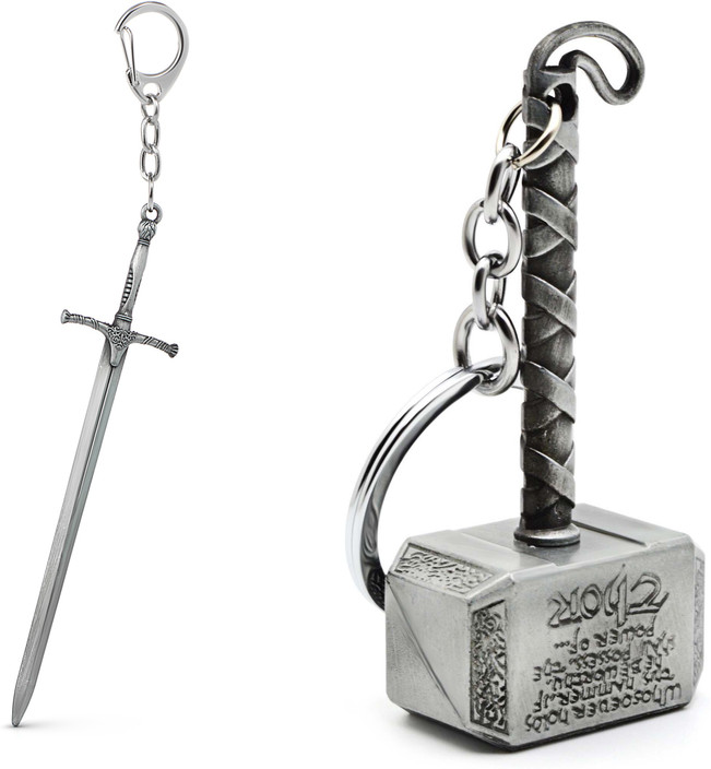 Thor Ragnarok Keychain Avengers Sword Weapon Model Keyrings Key Holder for Men