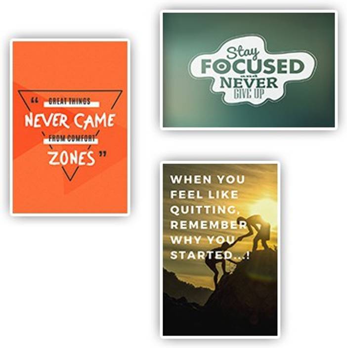 Motivational Quotes Wall Poster Set Of 3 Poster Paper