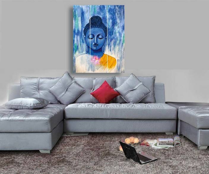 Insta Design Multiple Frame 3 Panel Buddha Wall Painting For