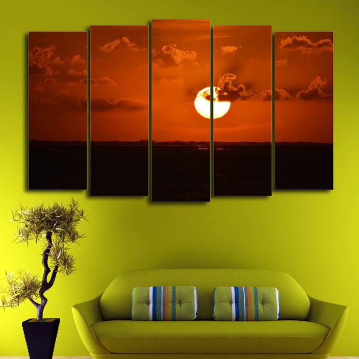 Coloriffy Multiple Frames Beautiful Sunset Wall Painting For