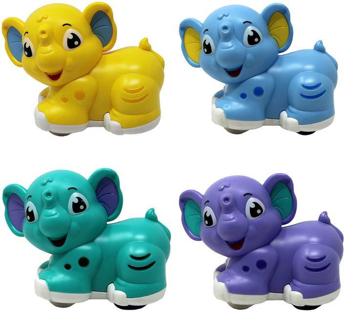 Tootpado Friction Powered Cars Push Go Car Elephant Toys Cartoon