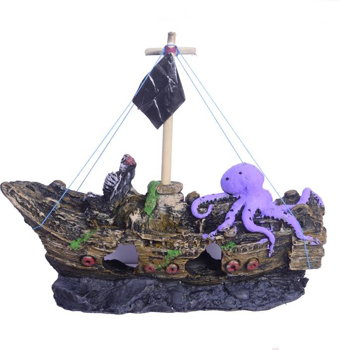 Aquapetzworld Aquarium Ornament Broken Wreck Sailing Boat Sunk