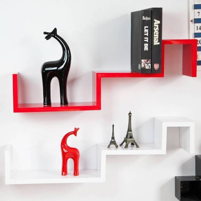 Extreme Wood Beautiful Wall Shelf Wooden Number Of Extreme Wood Beautiful Wall Shelf Wooden Number Of Shelves 4 Red White 2 Multicolor
