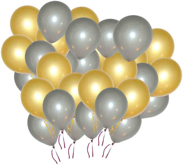 Flipkart Com Ptcmart Solid Metallic Golden And Gray Balloons For