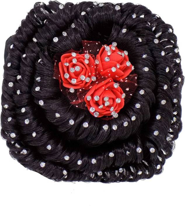 Raaya Bride Bun Juda Rubber Free Size Black Wigs Extension For