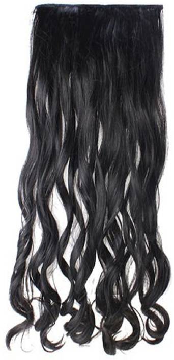 Wonder Choice 24 Inches Long Synthetic Curly Wavy 5 Clips Black