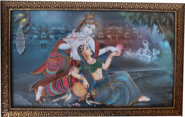 Lvi Craft Radha Krishna Wall Hanging Framed Painting With