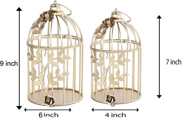 Ruarya Decorative Golden Hanging Bird Cage Balcony Hanging Candle