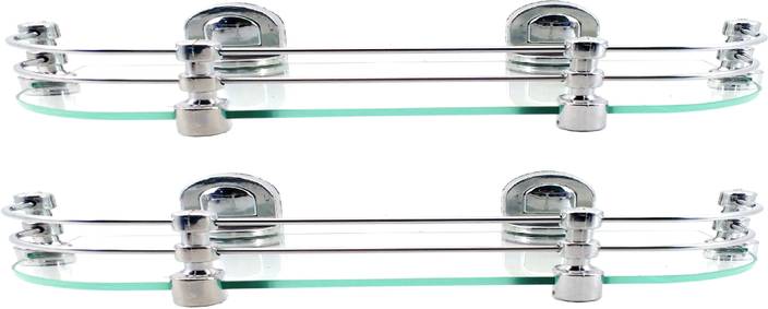 Sparkraze Set Of 2 Small Brackets Clear 20 By 5 5 Inch Glass Shelf
