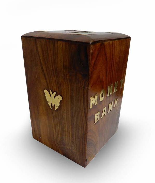 Mrx Handicrafted Wooden Money Bank Large Piggy Bank Home Decor