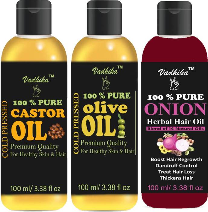 Vadhika 100 Pure Castor Oil And Extra Light Olive Oil Onion Oil