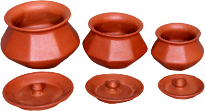 Handmade Clay Handi with lid//Clay Dal Handi//Clay Dahi Handi 1 pc 500 ml