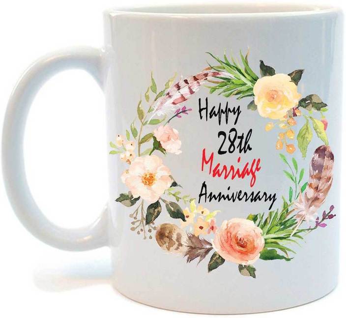 Juvixbuy Printed Happy 28th Marriage Anniversary Ceramic Coffee