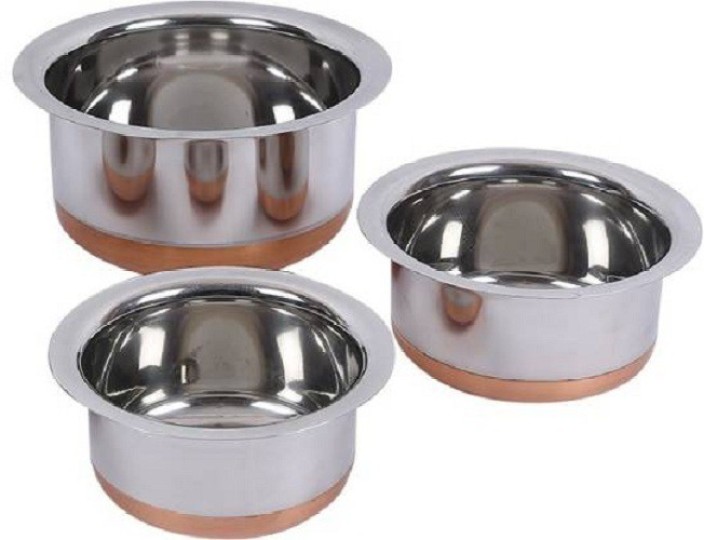 Stainless Steel Cooking Tope Bhagona Pot Set With Lid 5 Pcs For Induction Gas