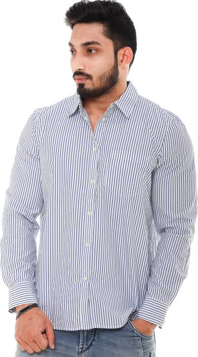 Twist Men S Striped Formal White Shirt Buy Twist Men S Striped