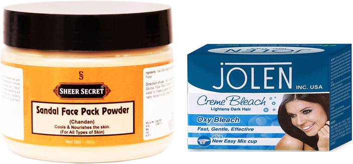 Sheer Secret Sandal Face Pack Powder 150gm And Jolen Oxy Bleach
