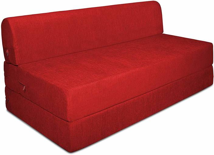 Aart Store 4x6 Feet One Seater Sofa Cum Bed High Density Foam Red