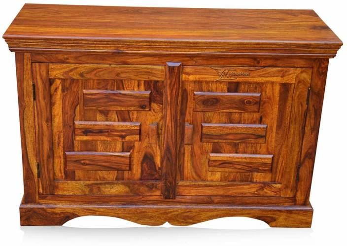 Wood Mount Sheesham Wood 2 Door Sideboard Storage Cabinet For