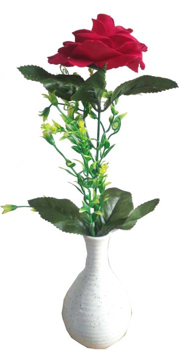 Kaykon Artificial Red Rose Flower With Ceramic Vase 5 Inch Hotel