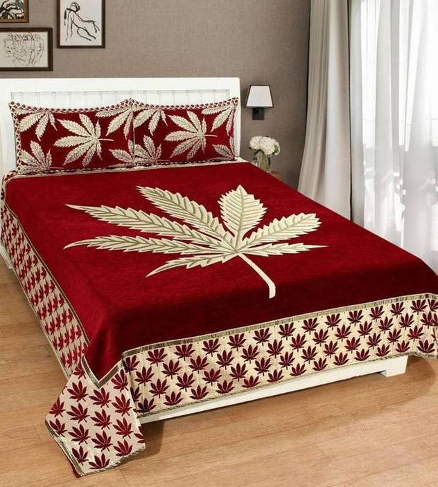 Smiling Home Cotton Polyester Chenille King Bed Cover - 