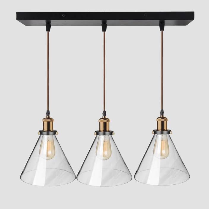 Homesake 3 Lights Linear Cluster Chandelier Modern Glass Cone