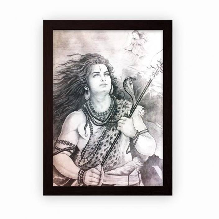 Lord Shiva Sketch Framed Poster For Wall Hanging Or Desk