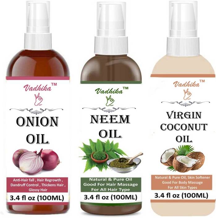 Vadhika 100 Organic Onion Oil And Neem Oil Coconut Oil For Hair