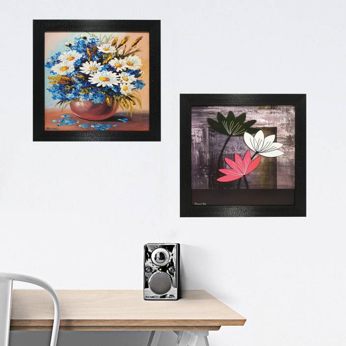 Gallery99 Flower Pot And Abstract Flowers Textured Scratch
