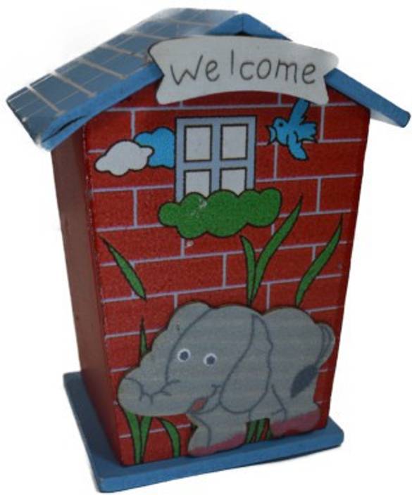 Prezzie Villa Wood House Animal Design Piggy Bank For Kids Coin