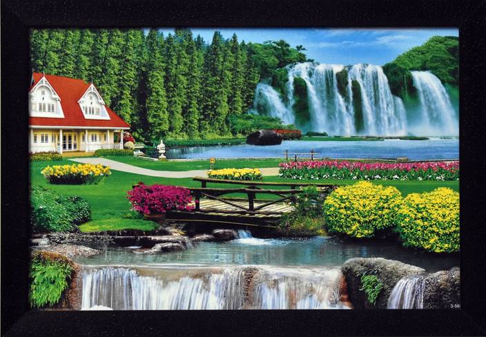 Capnicks Beautiful Modern Art Nature Running Waterfall Wall