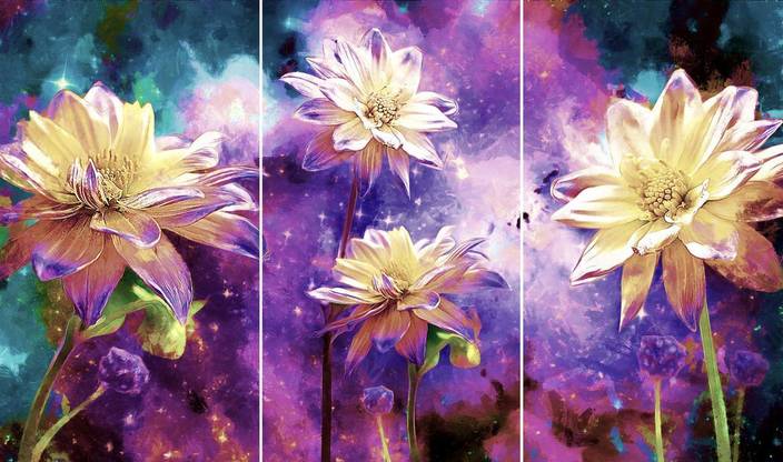 New Anjani Art Gallery White Floral Art On Canvas Digital