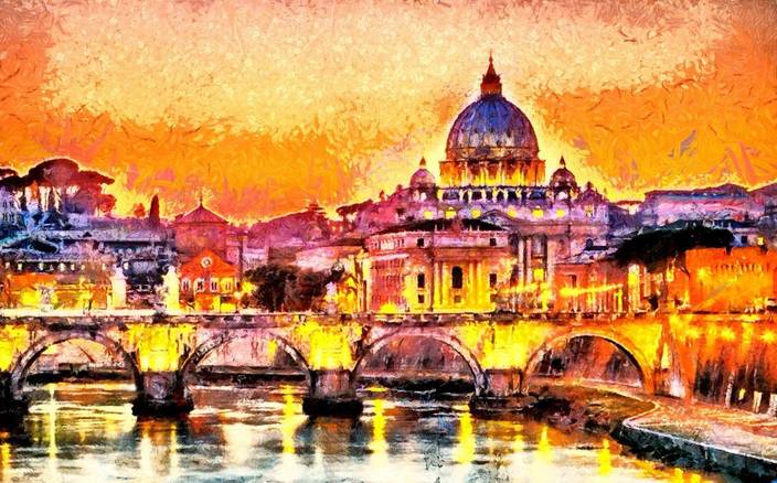 New Anjani Art Gallery Oil Painted Scenery Digital Reprint