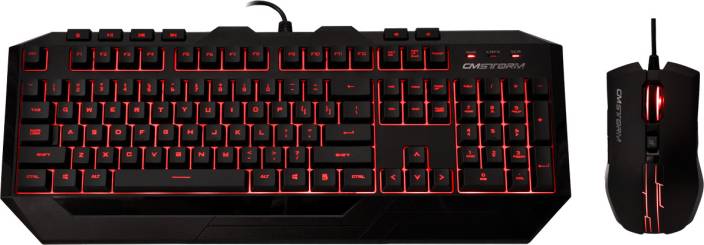 cm storm devastator - led gaming keyboard and mouse combo bundle (red edition)