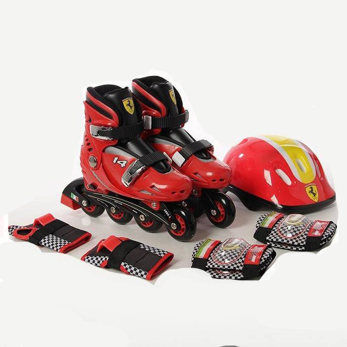SWAGSPIN Original Ferrari Inline Skate combo Set for kidsRed 2932