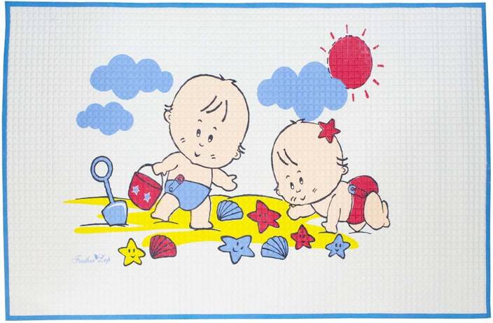 Feather Lap Latex Rubber Play Mat Air Filled Baby Cot Sheet Blue