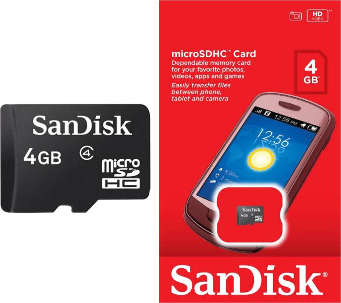 SanDisk Basic 4 GB MicroSDHC Class 4 16.9 MB/s Memory Card ...