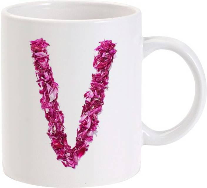 Lolprint V Flower Alphabet Letter Name Ceramic Mug Price In