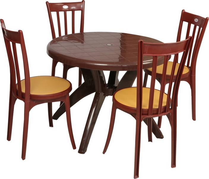 Supreme Teak Wood Plastic Table & Chair Set Price in India - Buy